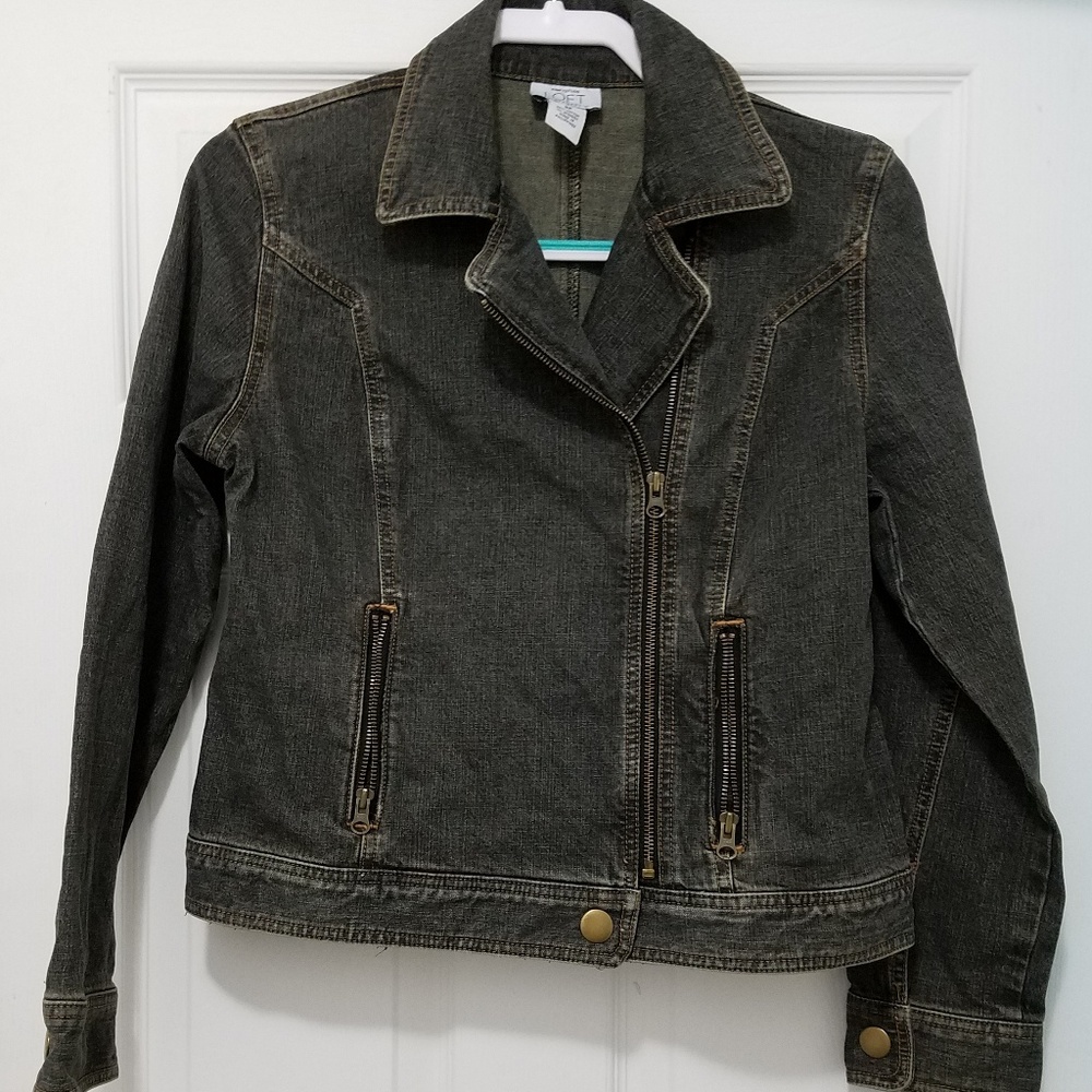 Loft black denim moto jacket